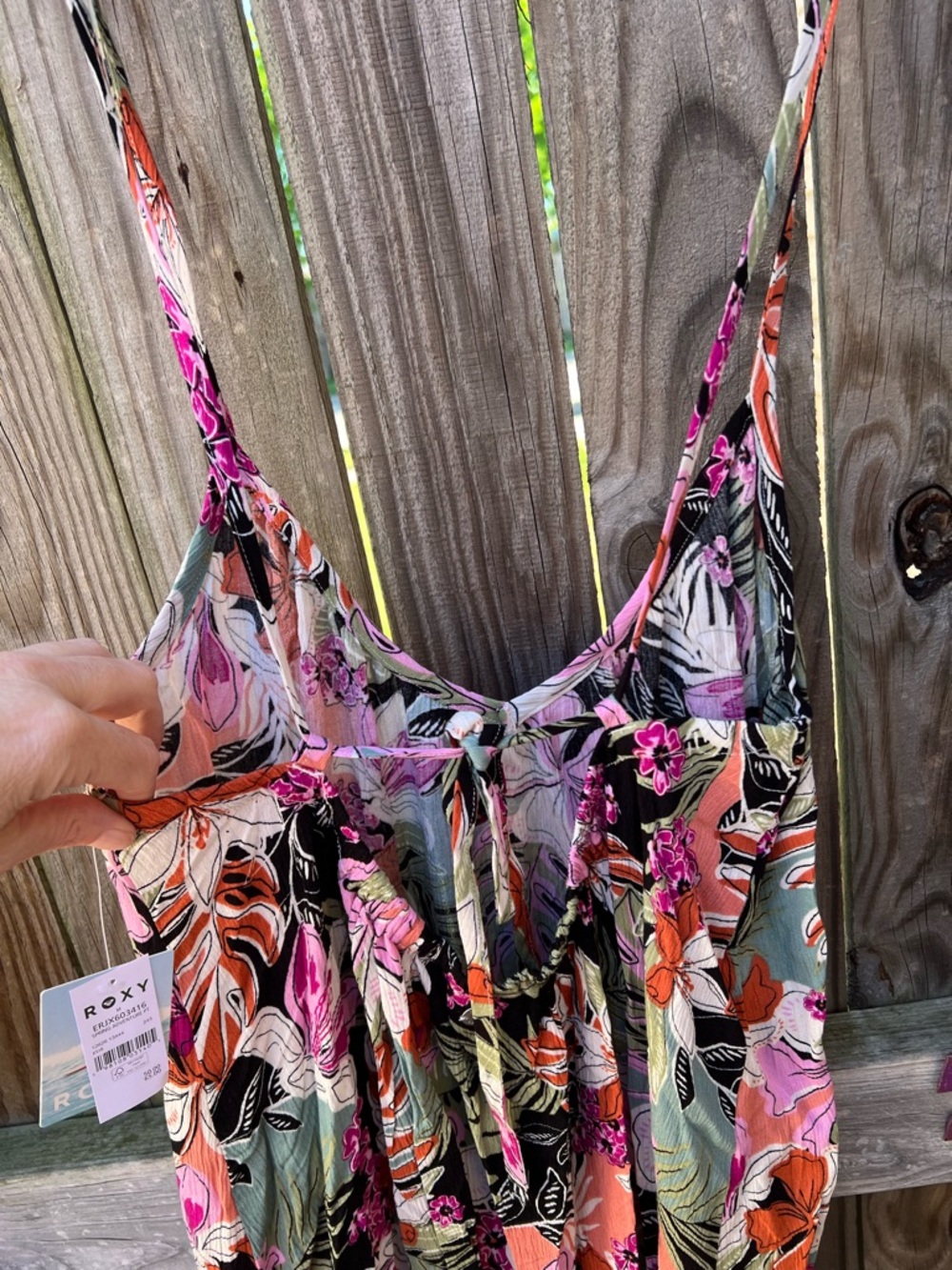 👗Roxy Black Summer fling Floral spaghetti straps dress. - Picture 7 of 12